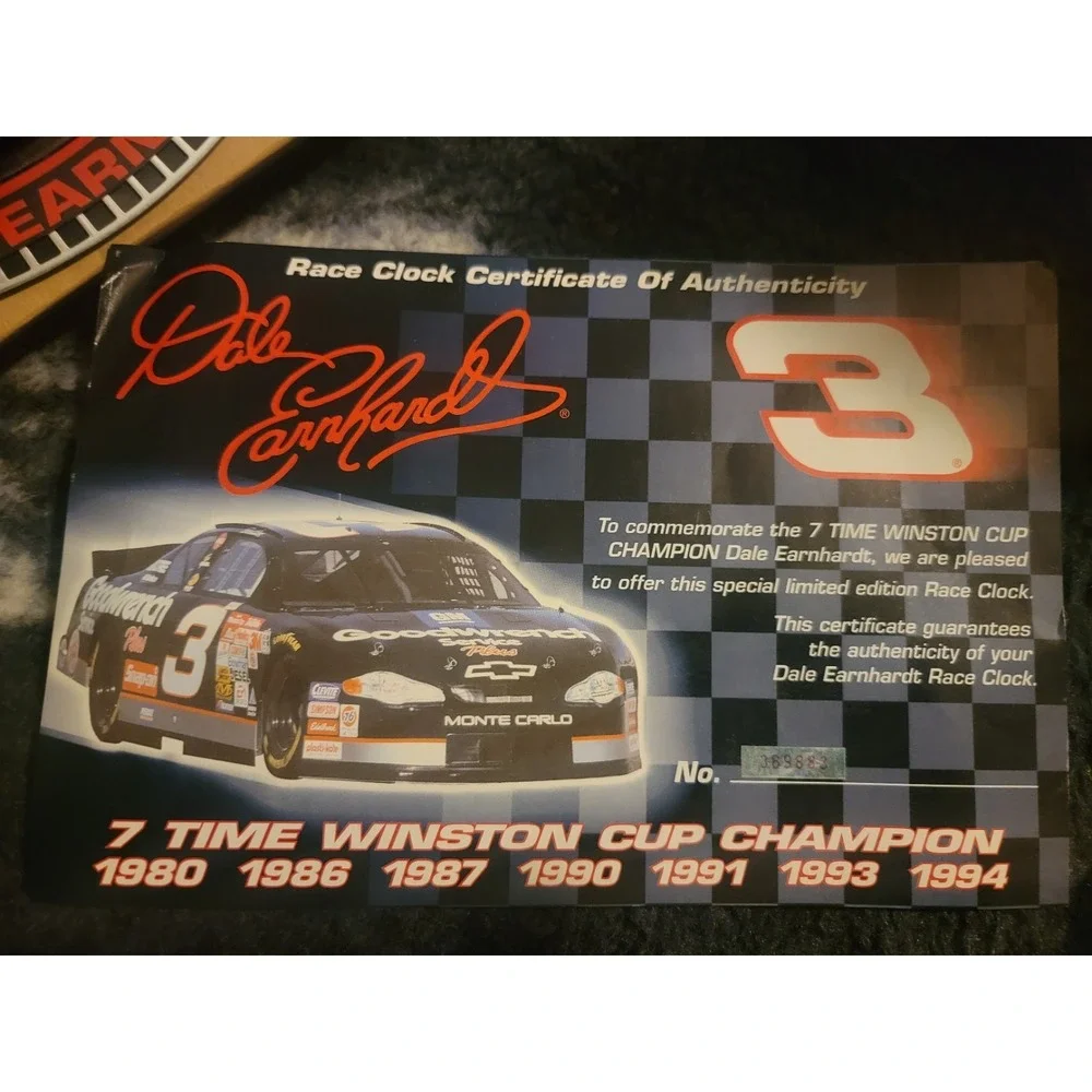Dale Earnhardt #3 Race Clock Motion Sound 7X Champion 2000 NIB COA